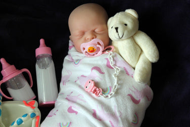 12" Full Silicone Baby Doll Body Reborn Preemie 2.6lbs Platinum Silicone Dolls Realistic Real Lifelike Weighted Babies Ecoflex Bathtub Kids